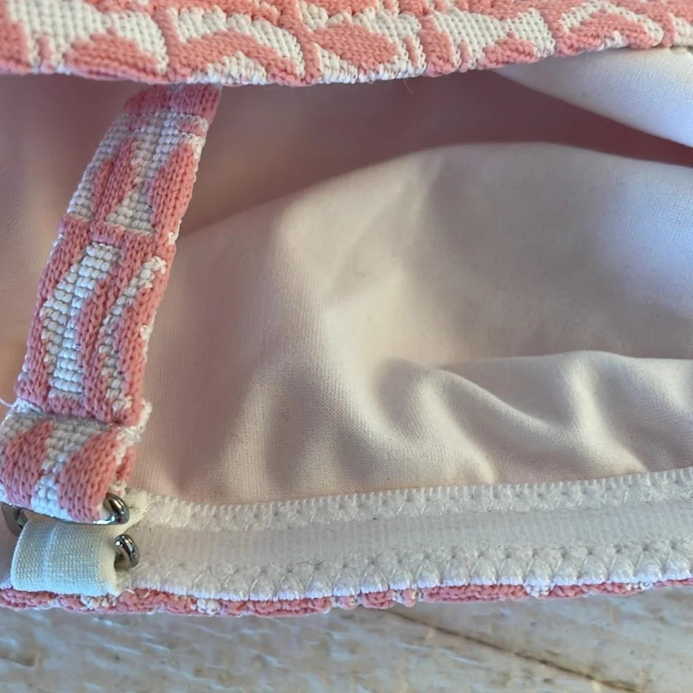Lemlem Lola‎ Jacquard Bandeau Center Tie Removable Strap Light  Pink White Large - Picture 9 of 10